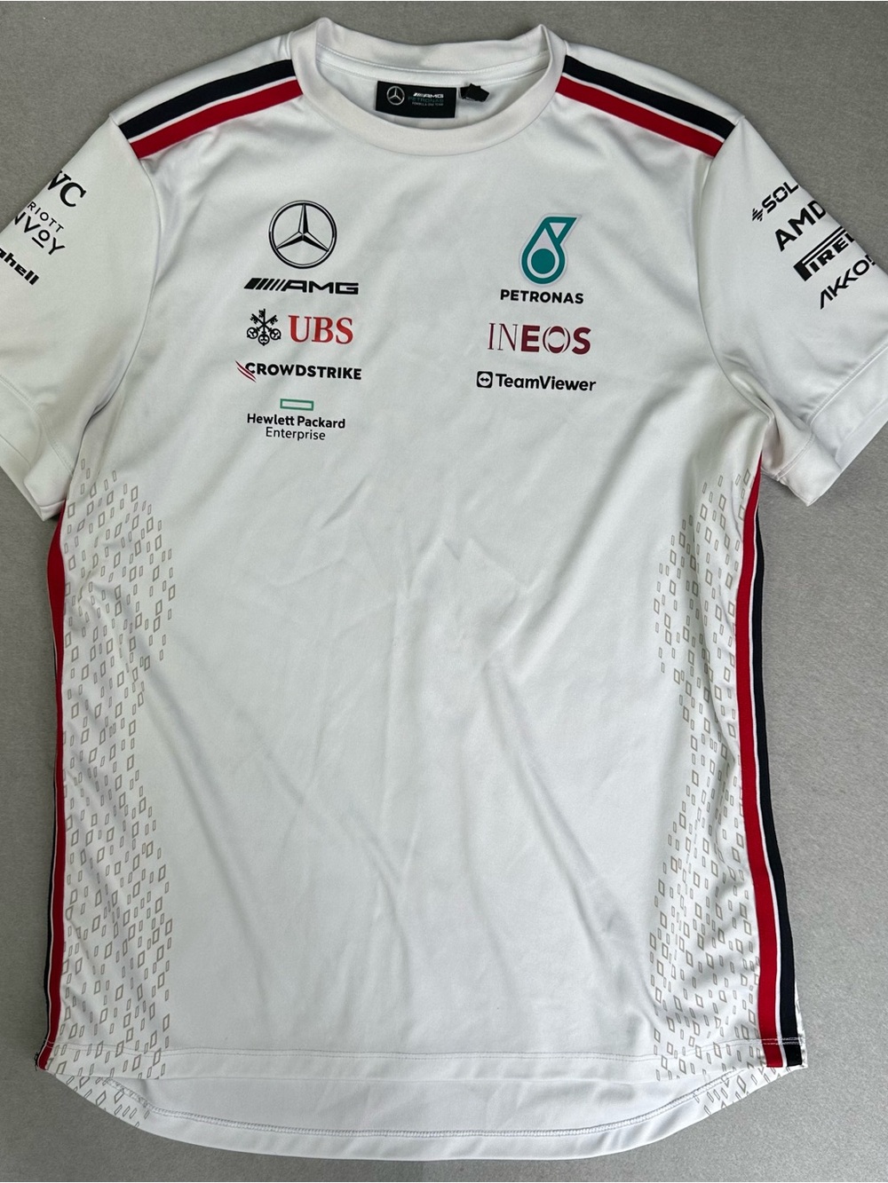 Mercedes AMG Petronas White Team Tee with Red & Black Accents